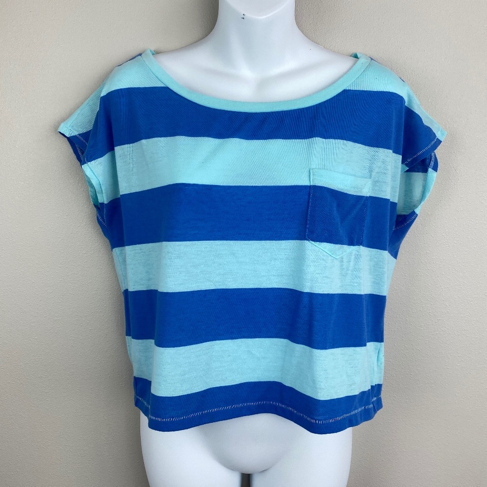 American Eagle Feather Light Linen Striped Crop Top - Size Medium